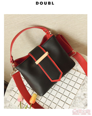 【是包包女2017新款斜挎包韓版時(shí)尚百搭寬肩帶水桶包女拼色手提單肩包XIX8984】保定白溝新城麥麥箱包加工廠 - 產(chǎn)品庫(kù)